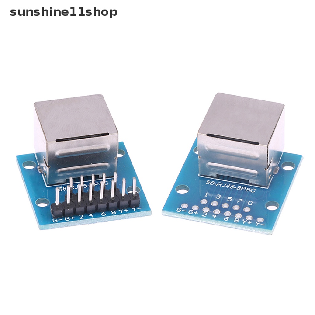 Sho RJ45 Network Port Adapter Kepala Kristal Female Socket Circuit Board Dengan Lampu N