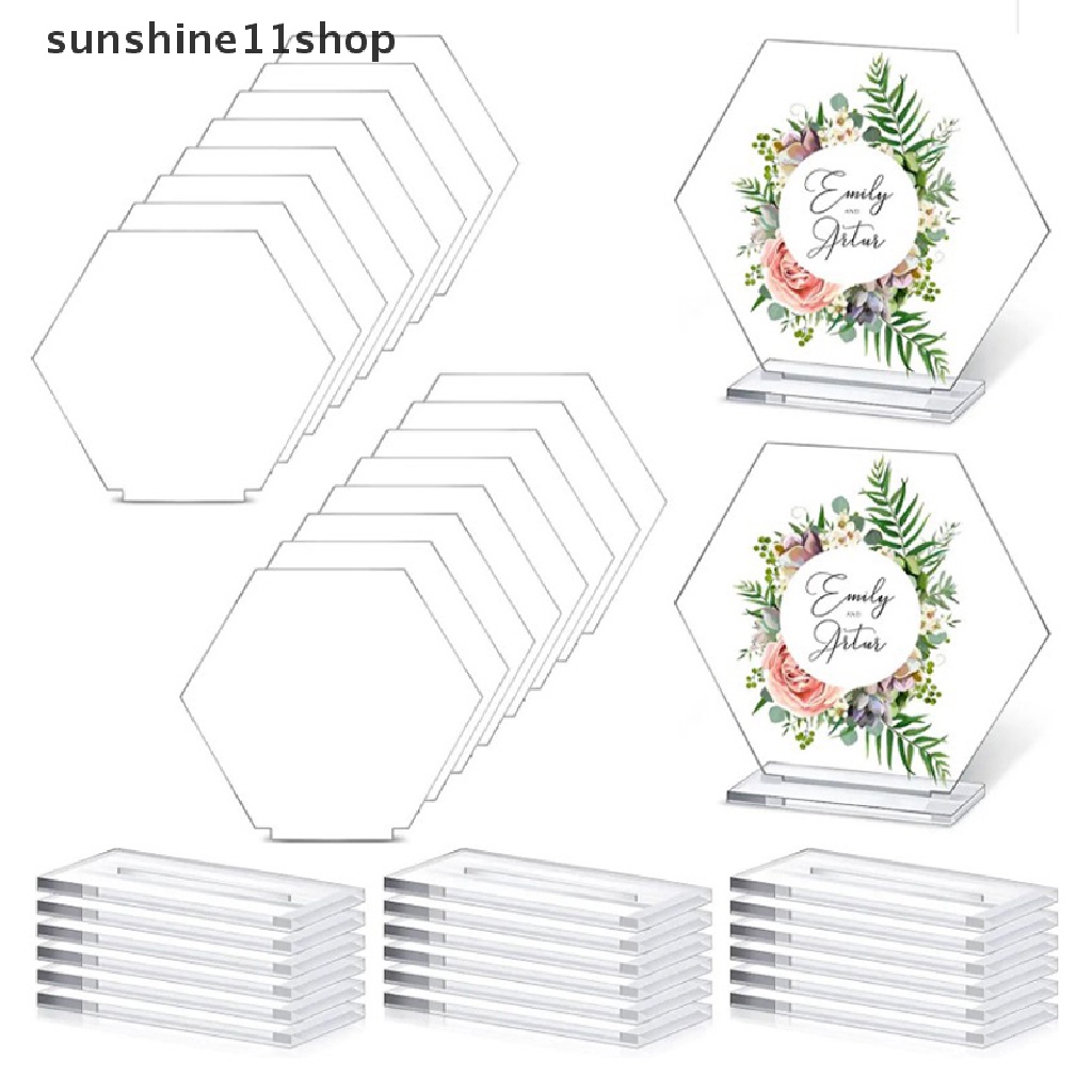 Sho Hexagon Place Card Table Stand Seag Card Blank Number Sign Holder Untuk Pernikahan N