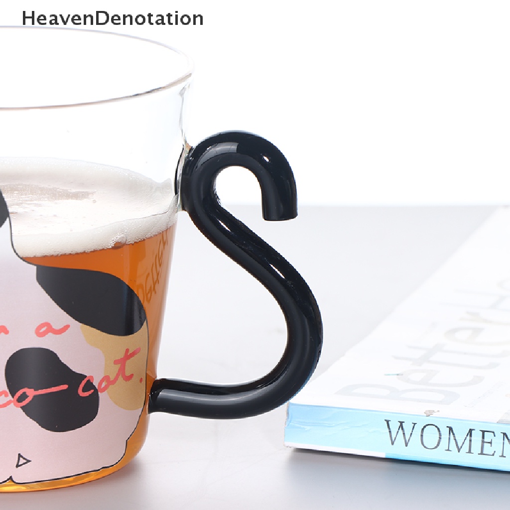 [HeavenDenotation] 250ml Gelas Kucing Lucu Jus Cangkir Kopi Teh Susu Coffee Glass Mug Gagang Ekor Kucing HDV
