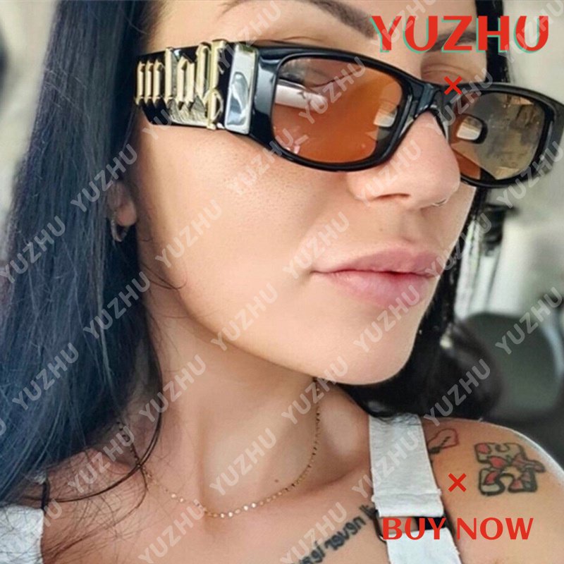 (YUZHU) Kacamata Hitam Hip Hop Cyberpunk Mode Barat Permen Warna Surat Sunglasses