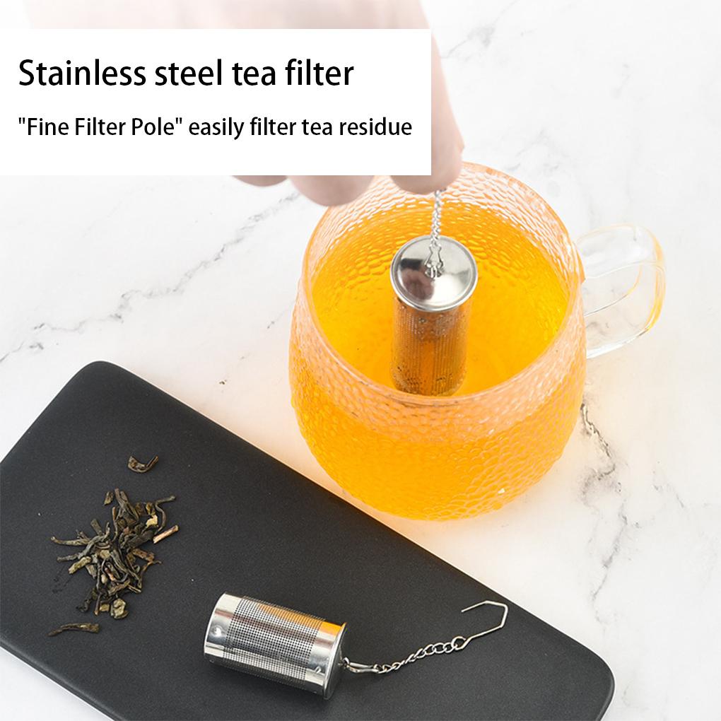 Tea Infuser Stainless Steel Teko Longgar Daun Saringan Ketel Rempah Filter Herbal Perendam Alat Rantai Kolom Dapur