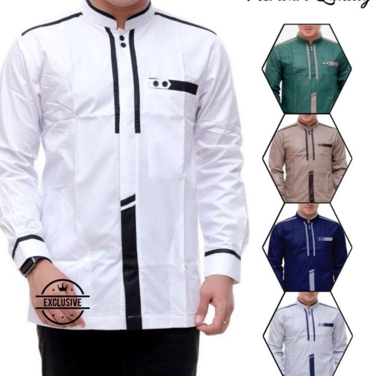 TERPERCAYA Baju koko pria dewasa terbaru lengan panjang kain katun toyobo koko hadroh murah koko elr