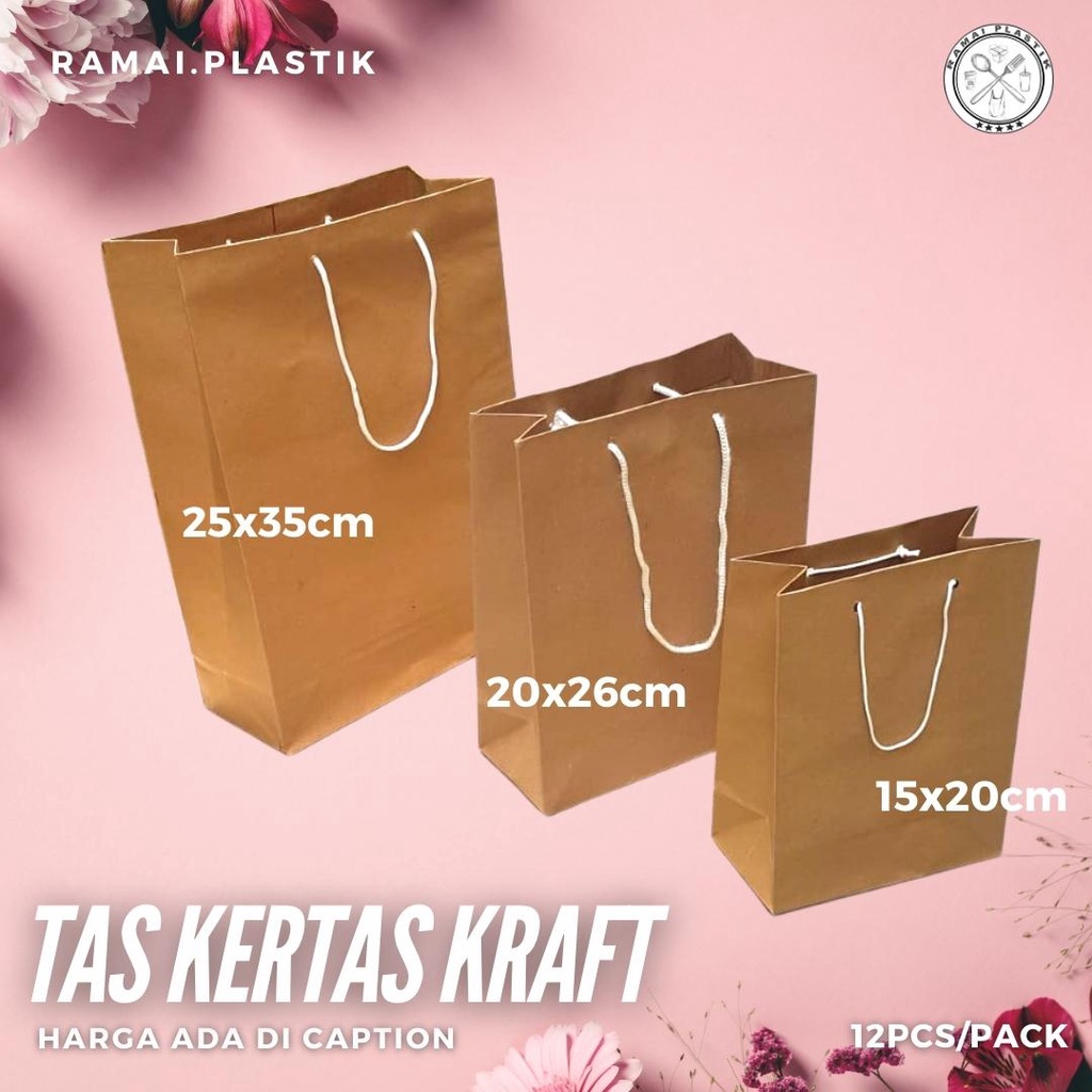 

Tas kertas/ paperbag kraft polos isi 12pcs (klik variasi saat order)