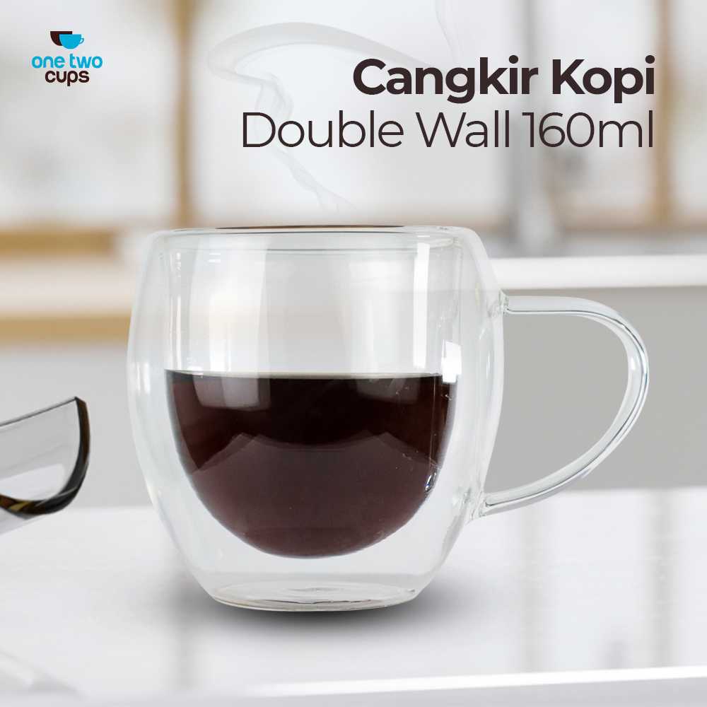 (BISA COD) FTIHSHP  Cangkir Kopi Anti Panas Double Wall Glass Round