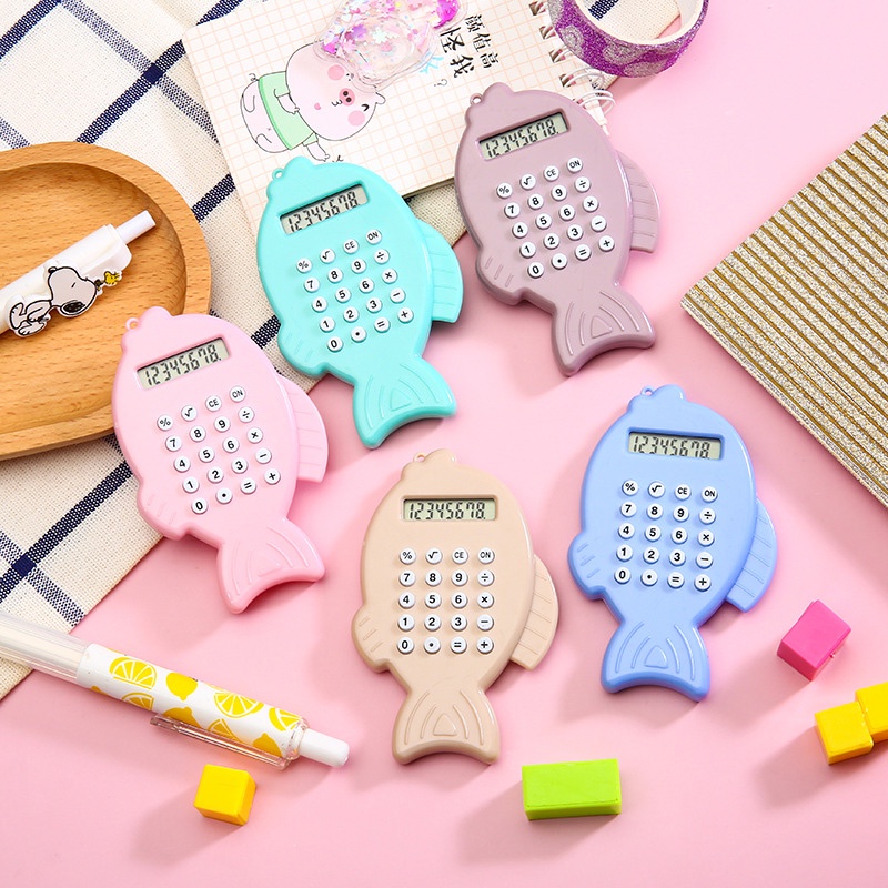 COD❤️Kalkulator Mini 8 Digit Portable Lucu Motif Beruang Calculator Travel Tombol Karet Sekolah Stationary Import Warna Unik