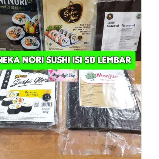 

● Nori sushi 50 lembar halal tokinori manjun sakao rumput laut sushi kering dry seaweed murah dried seaweed ☟