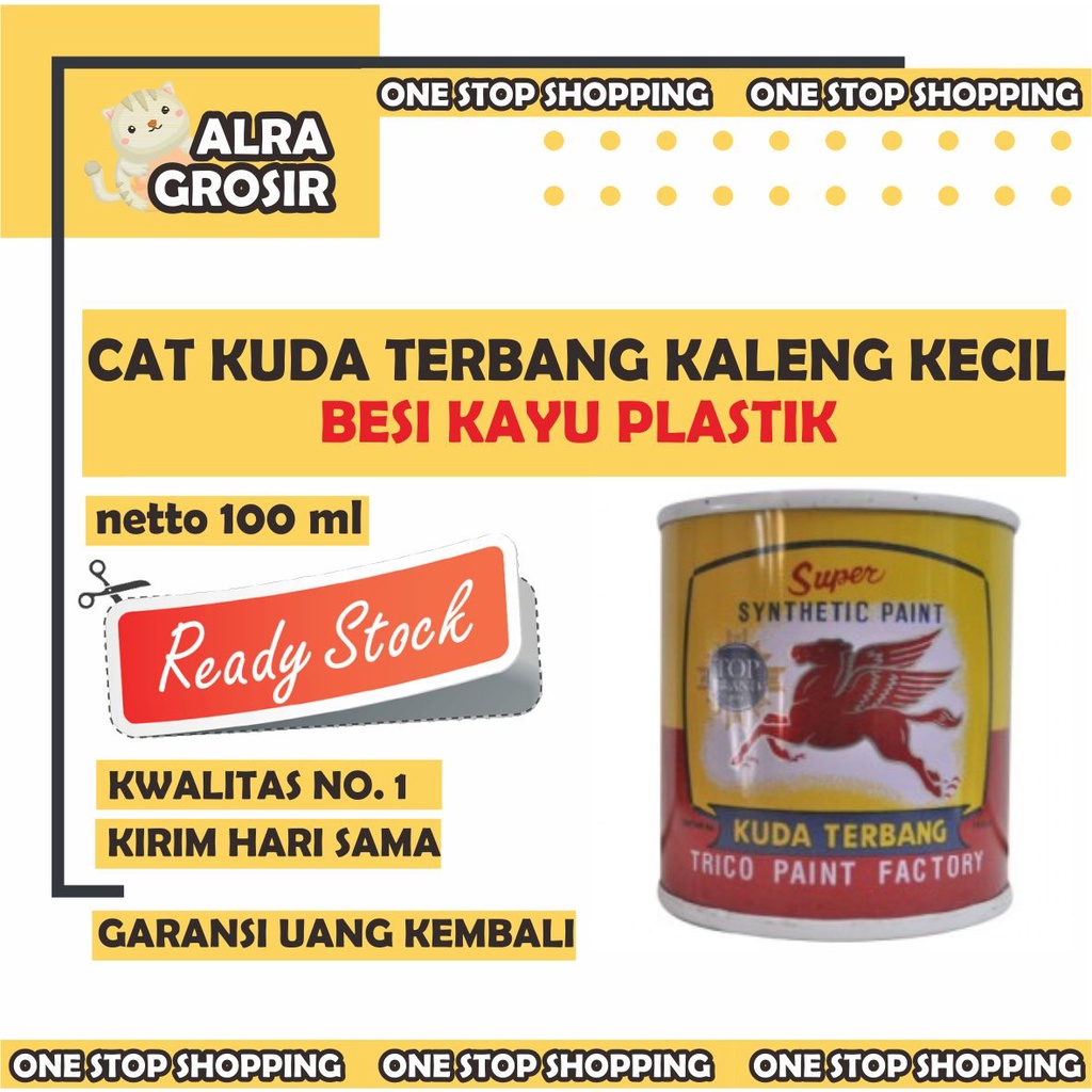 Cat Kuda Terbang Kaleng Kecil 100 Ml Kayu Besi Plastik Hitam Putih Hijau Biru Merah Kuning Bronze Em