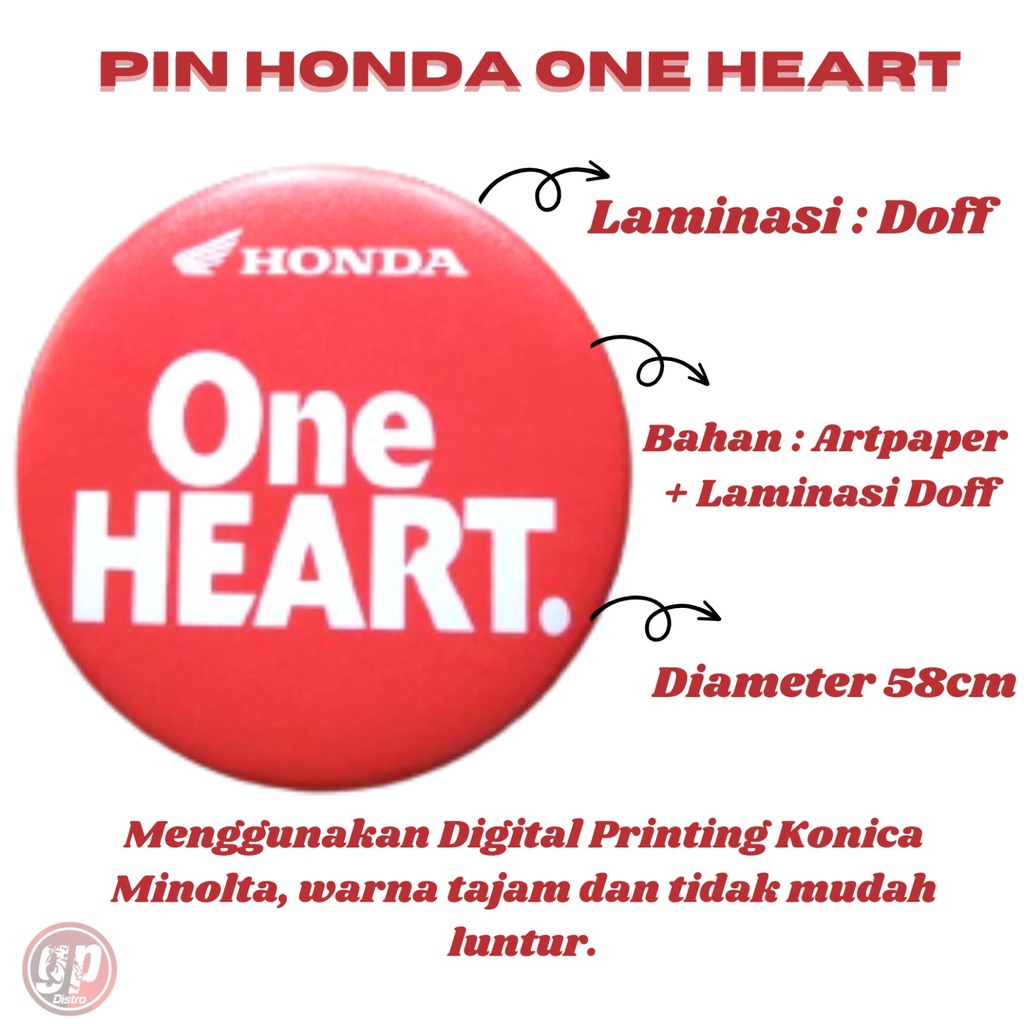 Aksesors Pin Peniti Honda One Heart