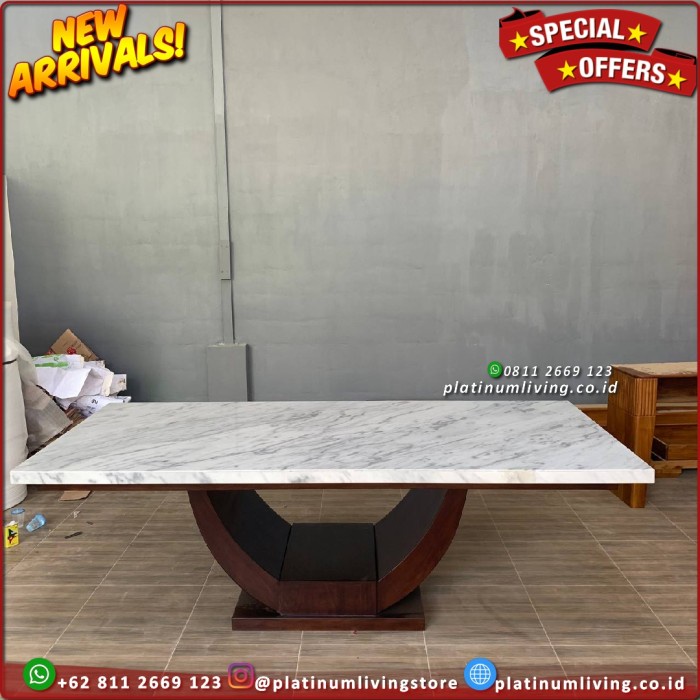 Meja Makan Marmer Putih Rangka Jati Meja Makan Marmer Asli Furniture Indonesia