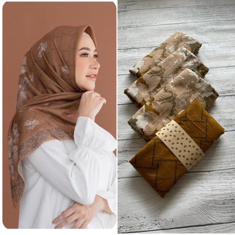 HIJAB SEGIEMPAT VOAL MOTIF HL LIGHT KEYZ HIJAB KH0030