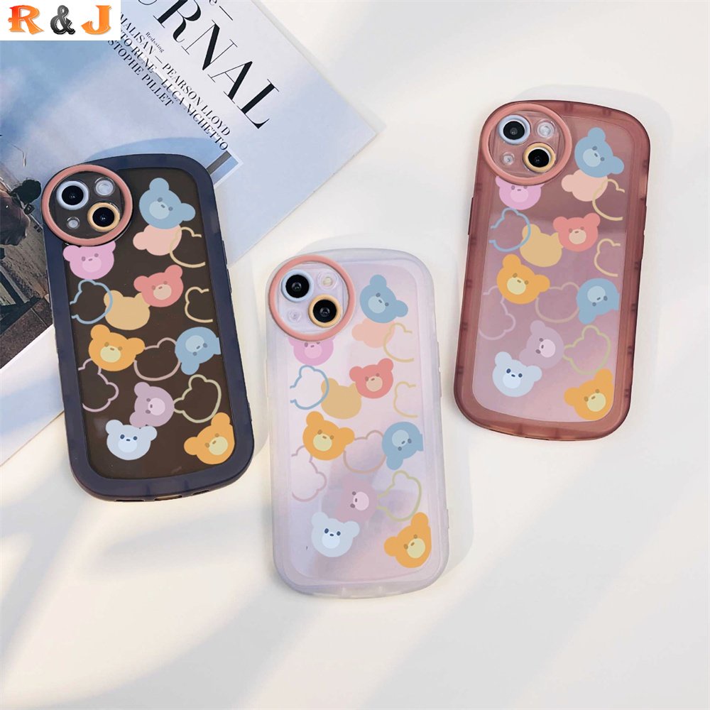 Oppo A17 A57 2022 A77 A77S A16 A16K A15 A54 A53 A12 A5S A7 A3S A31 A52 A83 A92 A37 F9 A1K F1s Colorful Kartun Beruang Lembut Jatuh Silikon Fasionable Casing Ponsel