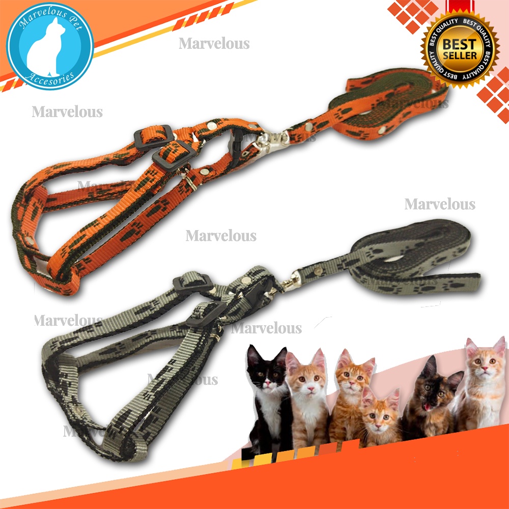 Tali Kucing Harness Motif Tapak Kaki Panjang Tali 150 cm