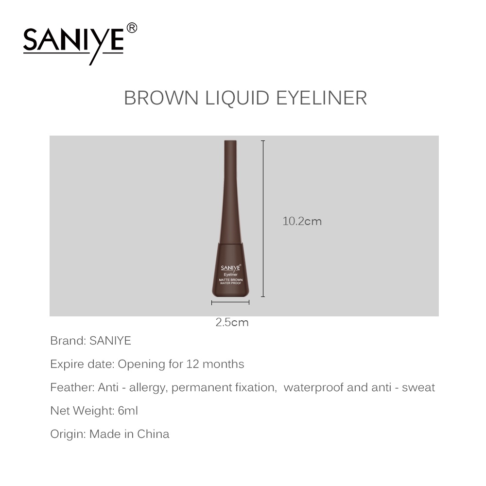 [100%ORIGINAL] SANIYE Matte Hitam Eyeliner Cair Long Lasting Profesional Mata Kosmetik M255