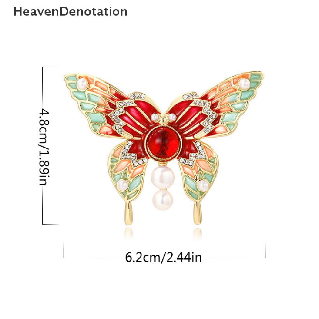 [HeavenDenotation] Vintage Colorful Butterfly Bros Kristal Berlian Imitasi Enamel Pin Terbang Serangga Hewan Bros Pakaian Perhiasan Hadiah HDV