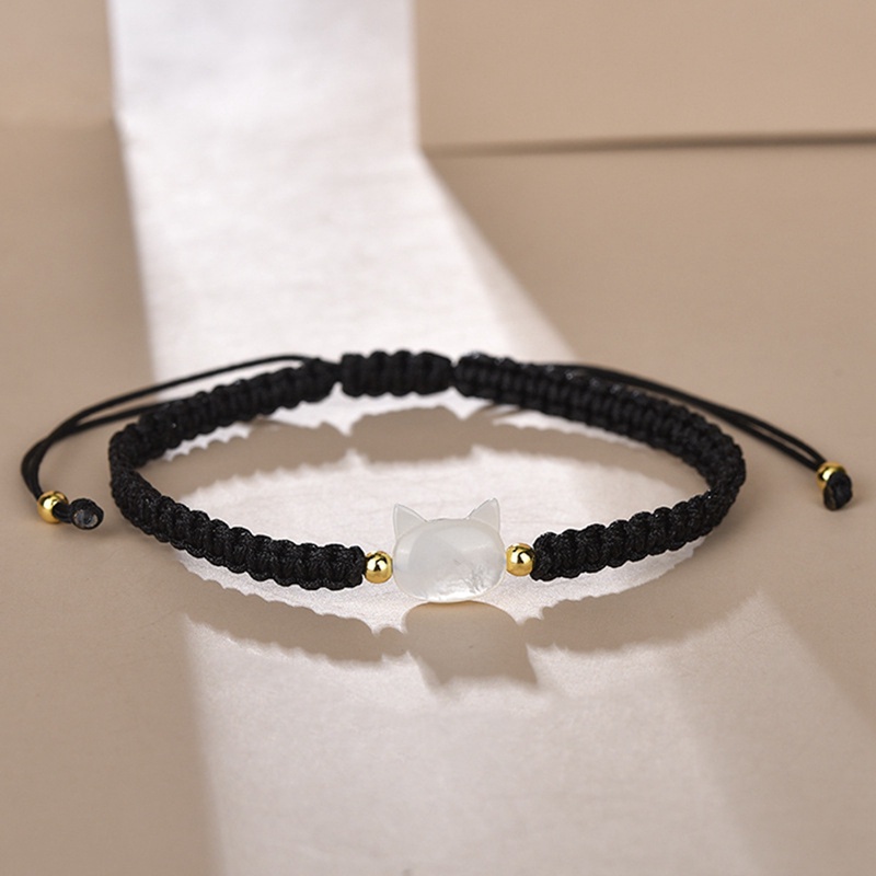 Handmade Jepang Kucing Laut Shell Moonstone Gelang Hitam Tajam Kristal Segi Transfer Manik Rantai Sederhana Unik Bohemia Ins Gaya Keren Sangat Halus Bra