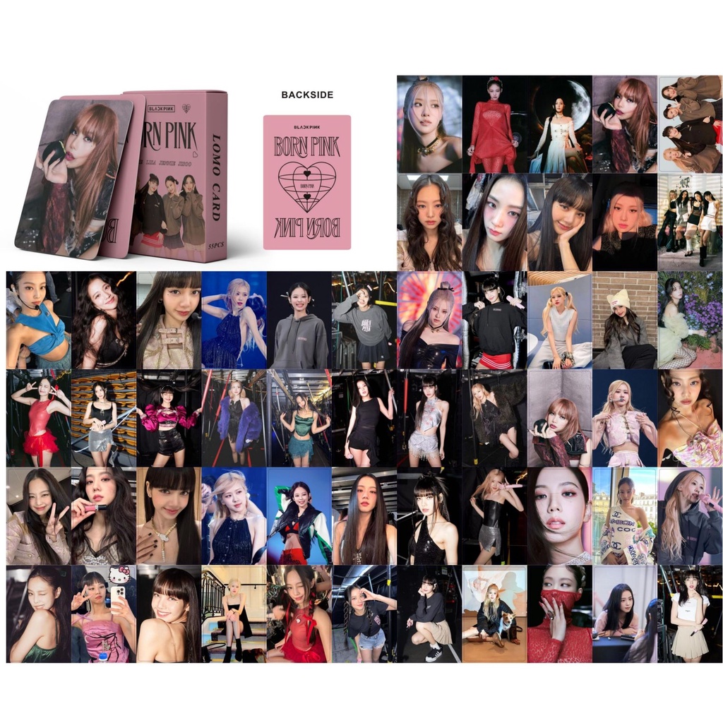 55pcs/box Kartu BP Born Pink World Tour Photocards LISA ROSE JENNIE JISOO Lomo Hitam Pink Kpop Postcards READY STOCK Blackpink Blackpink