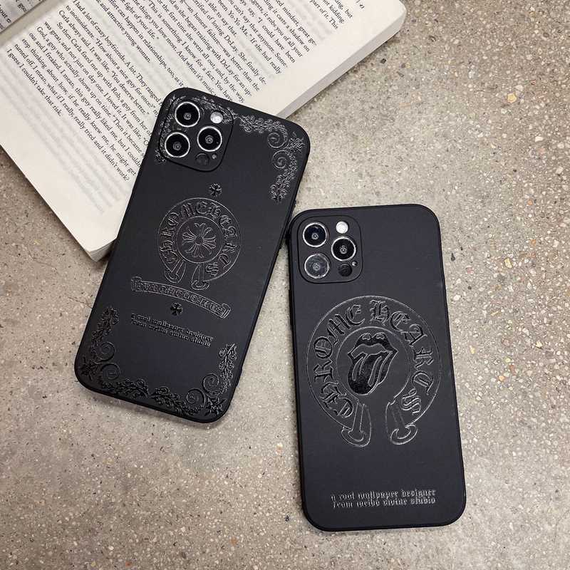 Fashion Chrome Hearts Soft Case HP iP iPhone 11 12 Mini 13 Pro Max 7 8 + Plus SE 2020 X XR SE 2020 XS Max Black Frosted Casing Apple