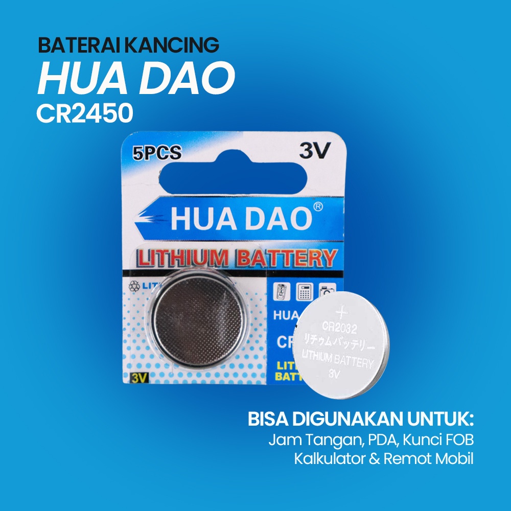 HUA DAO Baterai Kancing Lithium CR2450 3V 1 PCS MURAH