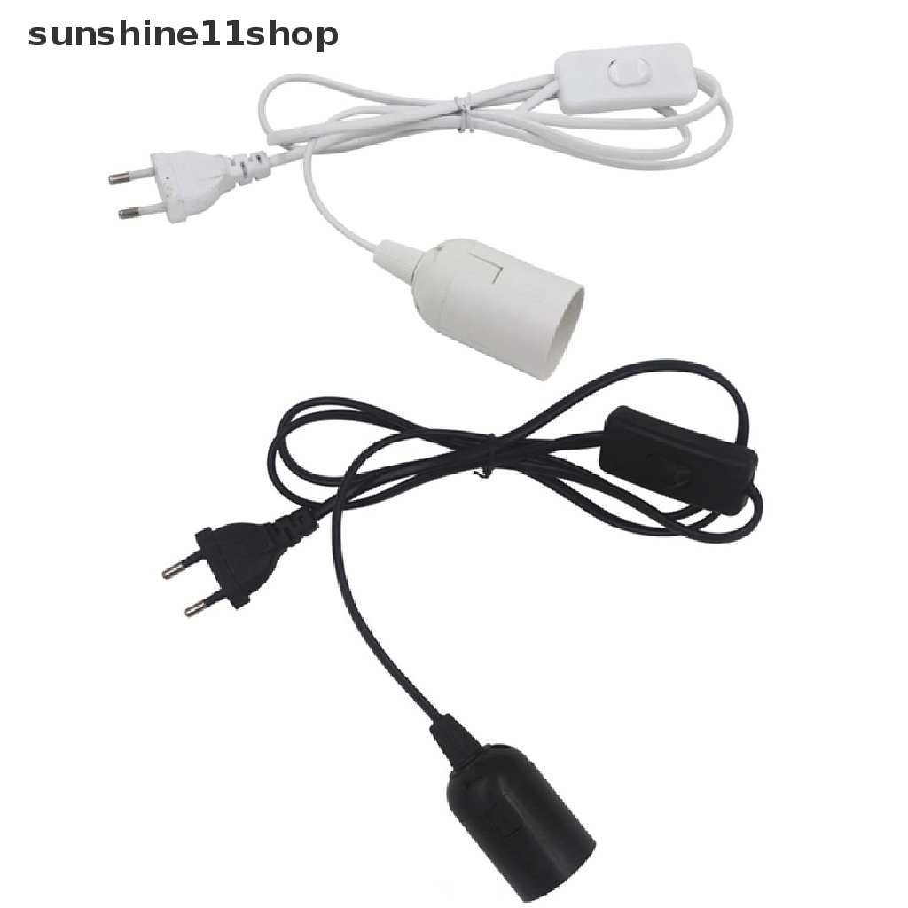 Sho Kabel Kabel Listrik Plug EU E27 Lamp Base Holder With Switch Wire Untuk Bohlam N