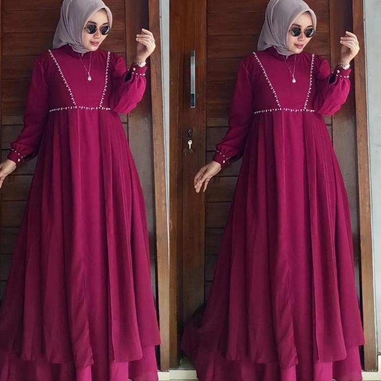 HARGA TERMURAAH Nabila dress vol.2 ALHAYA /Gamis pesta/gamis terbaru/gamis ceruty armani/gamis polos