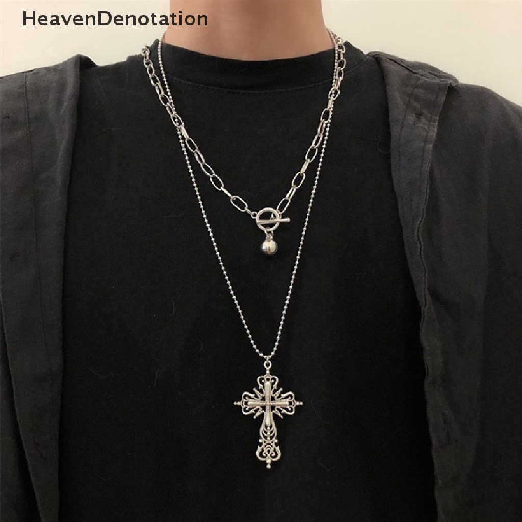 [HeavenDenotation] Gothic Gelap Gaya Liontin Salib Kalung Rock Punk Goth Fashion Necklaces HDV