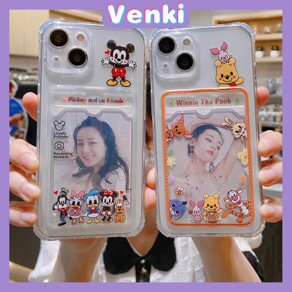 For iPhone 14 Pro Max Card Holder Case Clear Card Storage Back Cover Cute Cartoon Camera Protection Shockproof For iPhone 14 13 12 11 Plus Pro Max 7 Plus X XR