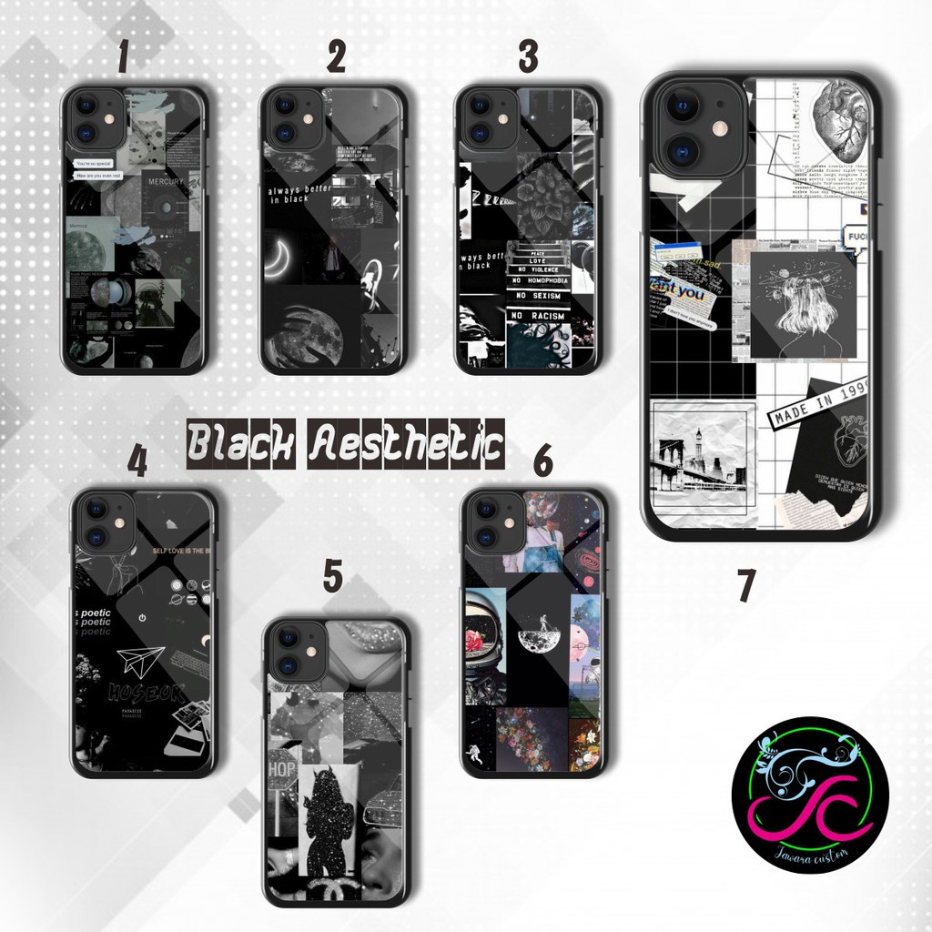 MAKMUR - Hardcase 2D Glossy BLACK AESTHETIC Xiaomi Redmi Note 2 3 4 4x 5a 5 6 7 8 9 9s Pro Prime JW2