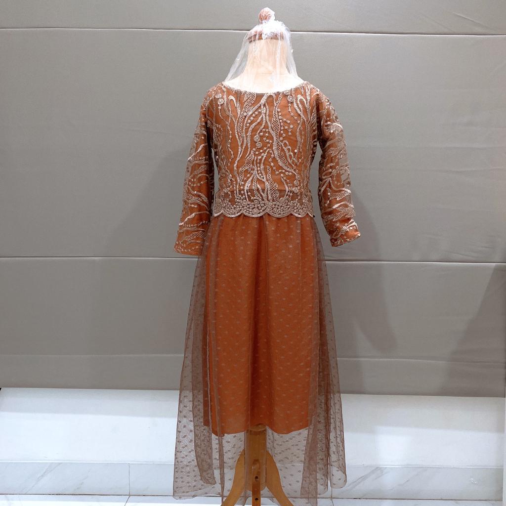 Baju Gamis Dress Anak Perempuan Bahan Brukat Tille Gamis Anak Tanggung Motif Random Baju Dress Musli