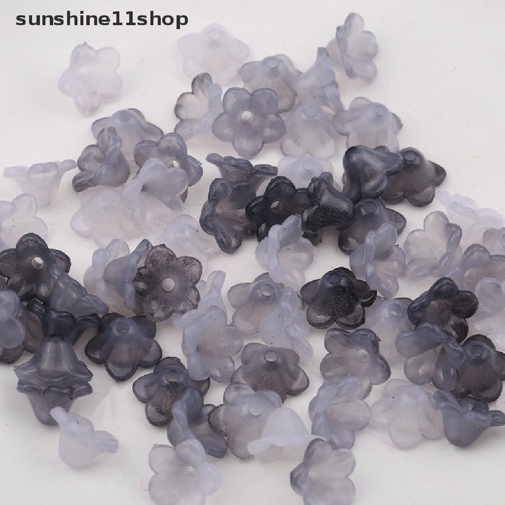 Sho 100pcs 12mm Bentuk Bunga Lampwork Kristal Kaca Manik-Manik Longgar Untuk Membuat Perhiasan Temuan Kerajinan DIY N