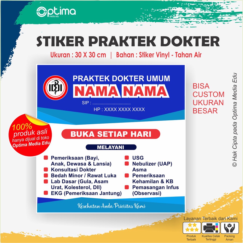 

Stiker Layanan Praktek Dokter untuk praktik mandiri, klinik, puskesmas, dll
