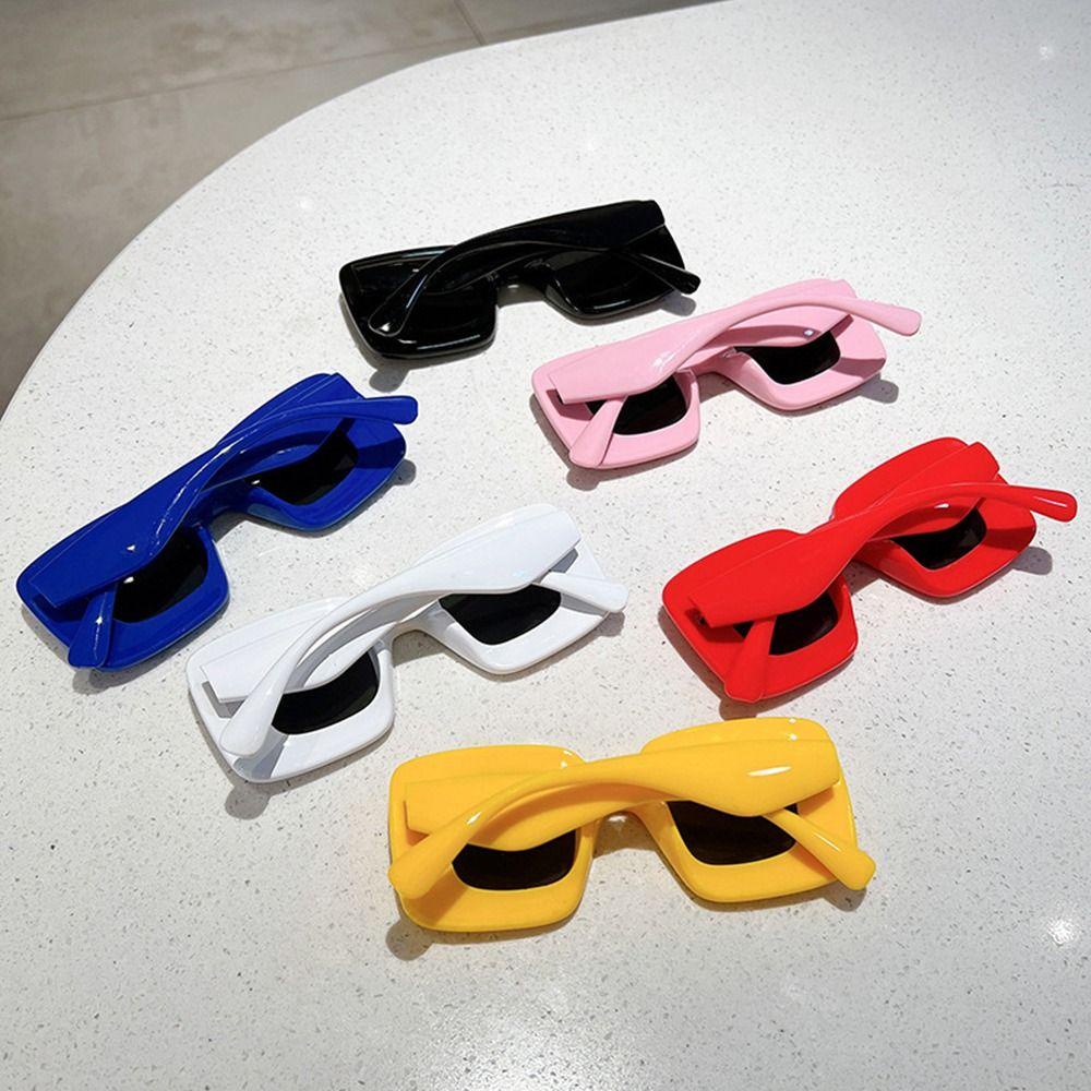 Top Y2K Kacamata Hitam Retro Candy Color Red Yellow Eyewear Women Shades