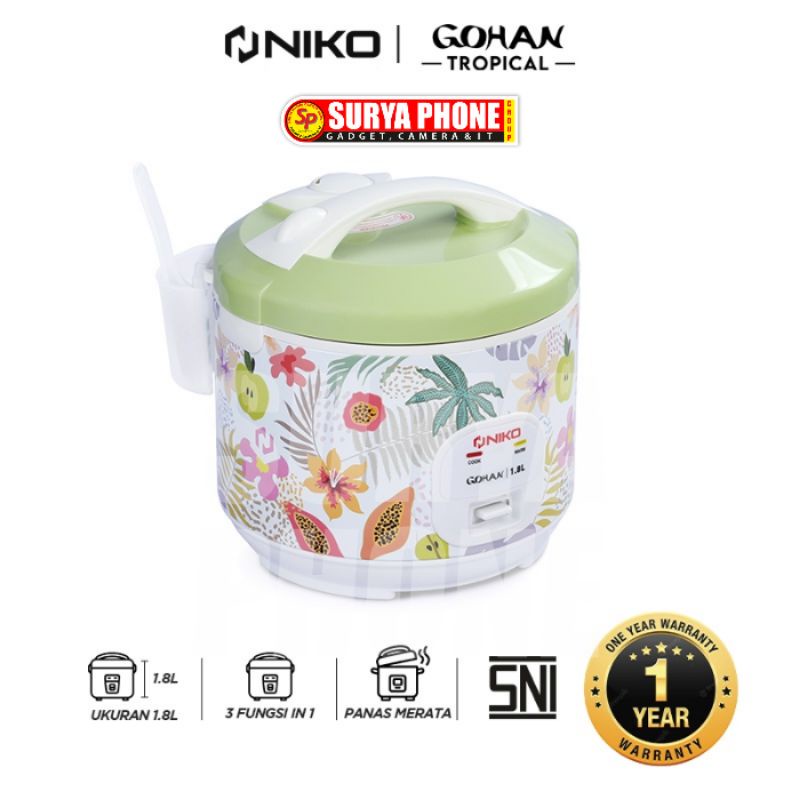 NIKO Rice Cooker Gohan Tropical [1.8L] GC18 l GARANSI RESMI