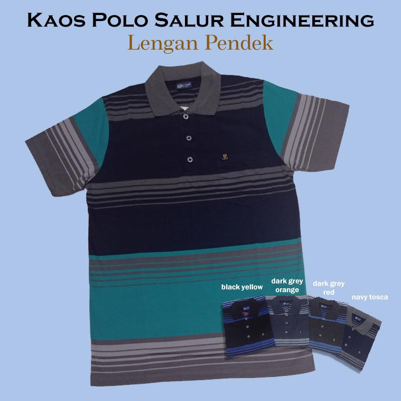 Kaospolos - Kaos kerah pria saku dewasa salur engginering stripe lengan pendek 7884