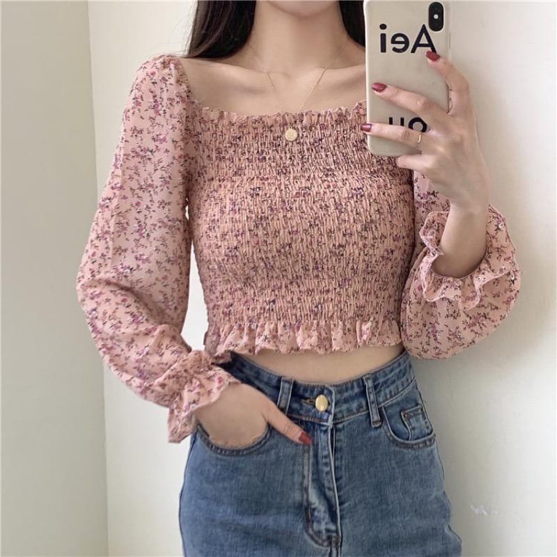 BEFAST - ZEC OOTD BLOUSE WANITA LISA / Alice Cute Top / Blouse Wanita Terbaru / Fashion Ala Wanita Korean Style / Pakaian Casual Wanita / Outfit Wanita Modis Trendy / Blouse Leher Kotak / OOTD Wanita Remaja ABG Terlais / Blouse Motif Bunga-Bunga