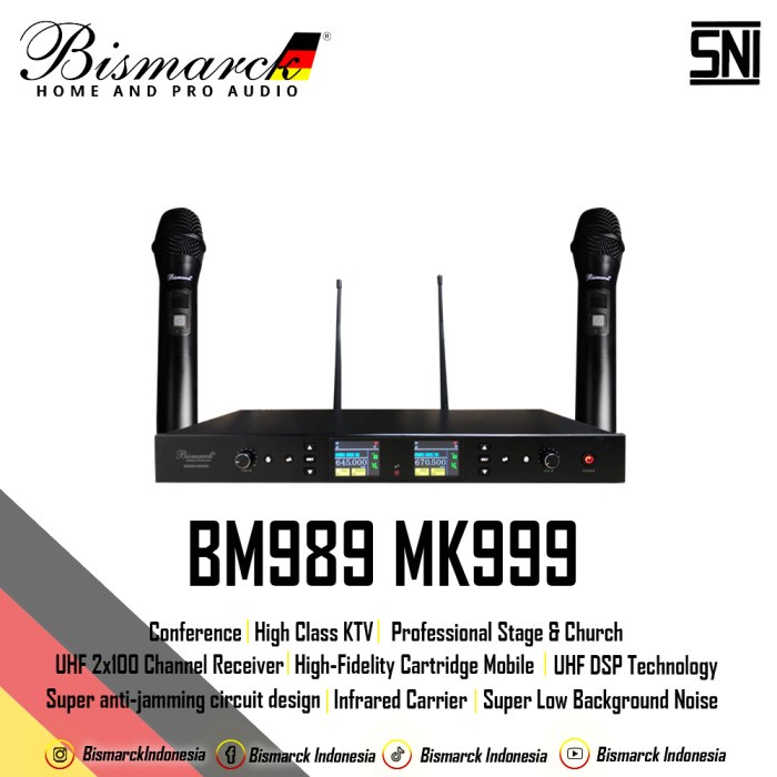 Profesional Microphone Wireless BM989 MK999