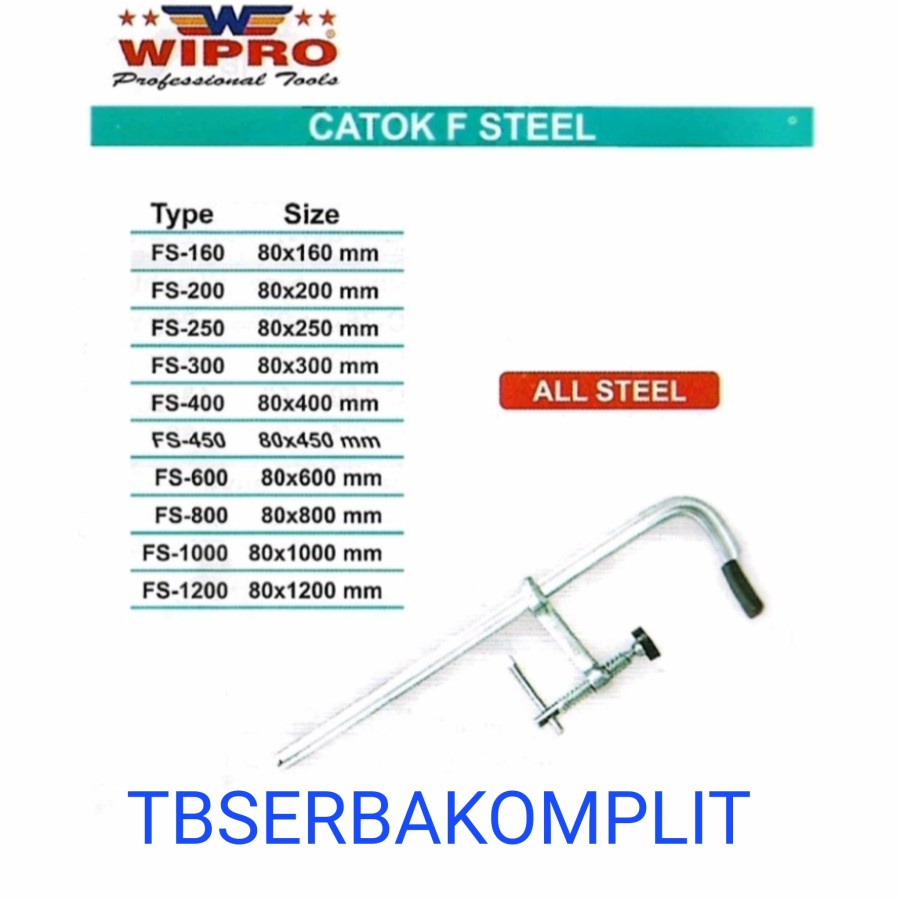 Catok F Steel 80x200 mm Wipro FS-200 Klem Full Besi 80mm x 200mm 20 cm