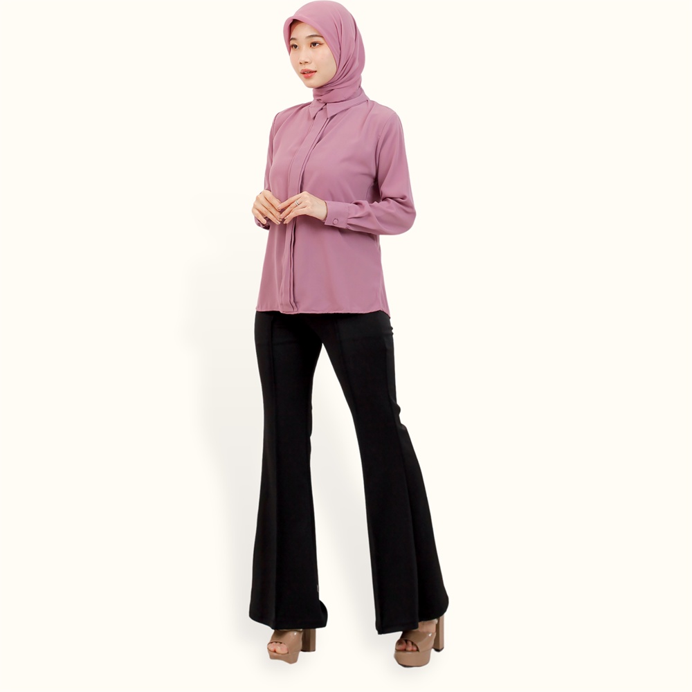 Blus Lengan panjang wanita muslim Gaya Korea model krah kemeja - XSHOP Maiida