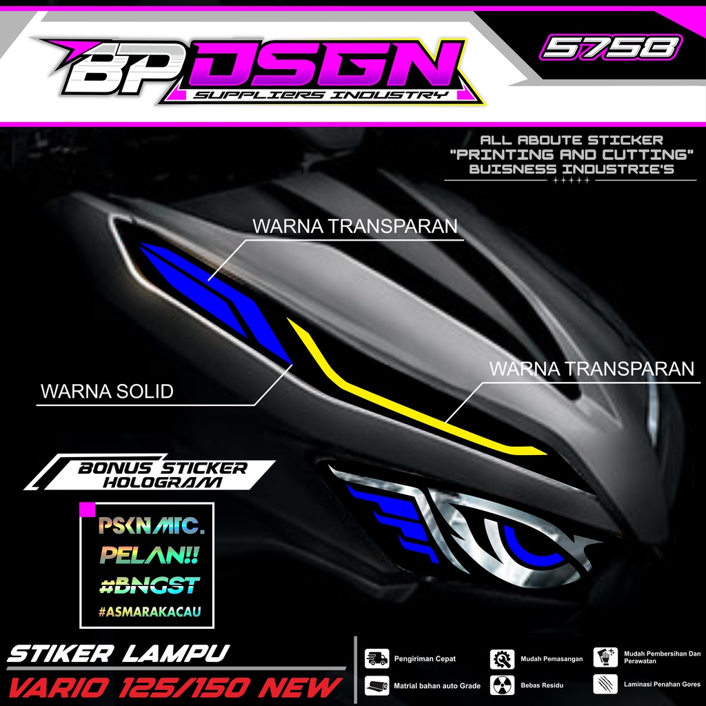 STIKER VARIASI LAMPU ALIS MOTOR VARIO 125 150 NEW - AKSESORIS VARIASI LAMPU ALIS TRANSPARAN BP.03