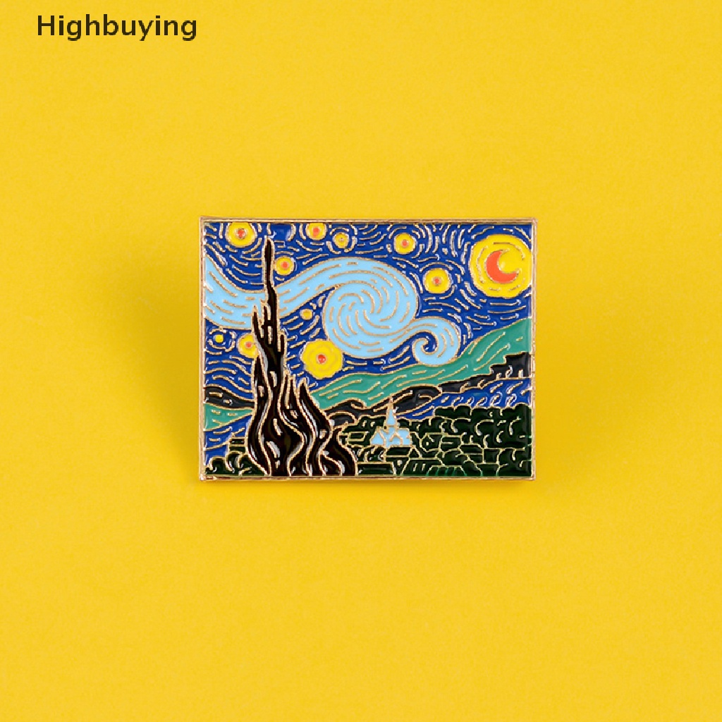 Hbid Van Gogh's Masterpiece Paings Starry Sky Bros Romantis Pin Perhiasan Glory