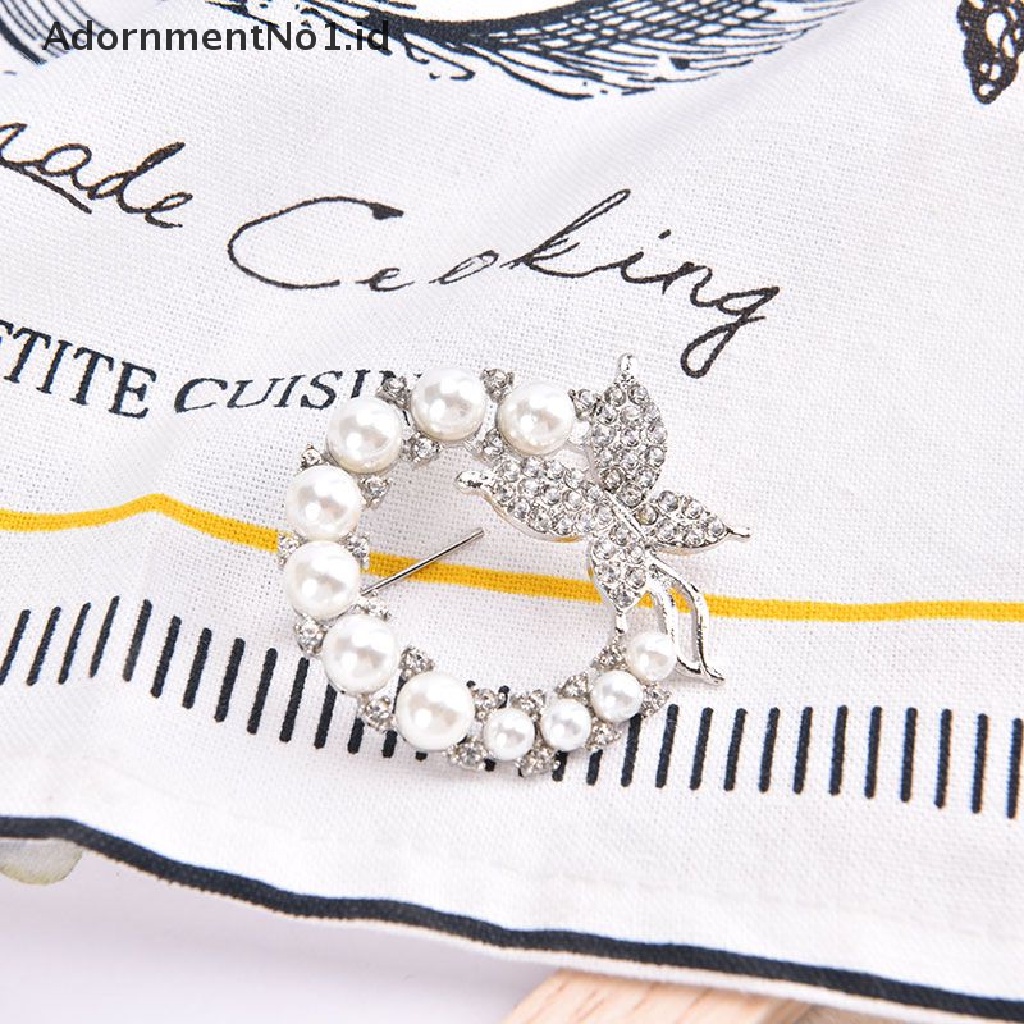 [AdornmentNo1] Bros Lingkaran Mutiara Dan Berlian Imitasi Untuk Baroque Trendy Elegan Butterfly Brooch [ID]