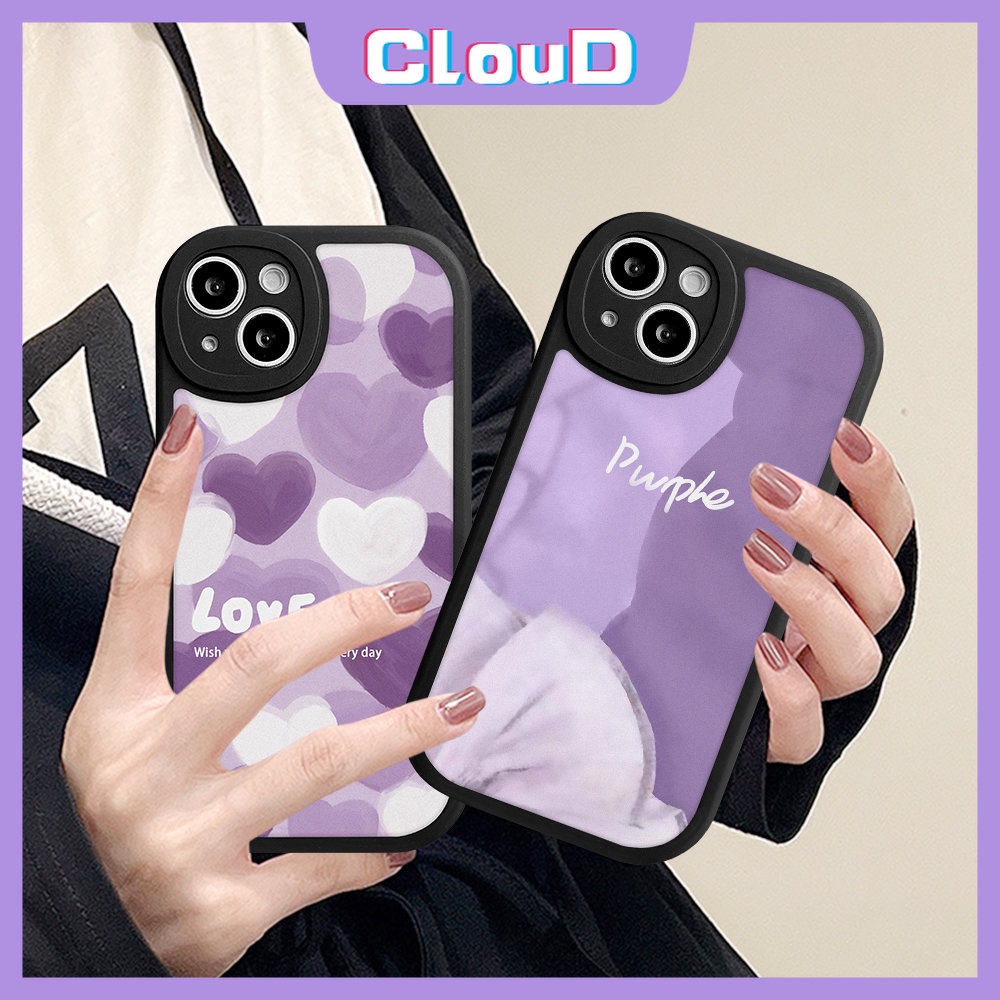 Couple Ins Lukisan Cat Minyak Case Realme C35 C30 C21Y C31 8Pro C17 C15 C2 C12 C25Y C25s GT C21 C11 Realme 5i 7i 8i 9i 56i 5 8 6s 6 C20A C3 C20 C17 Ungu Cinta Hati Lembut TPU Sarung