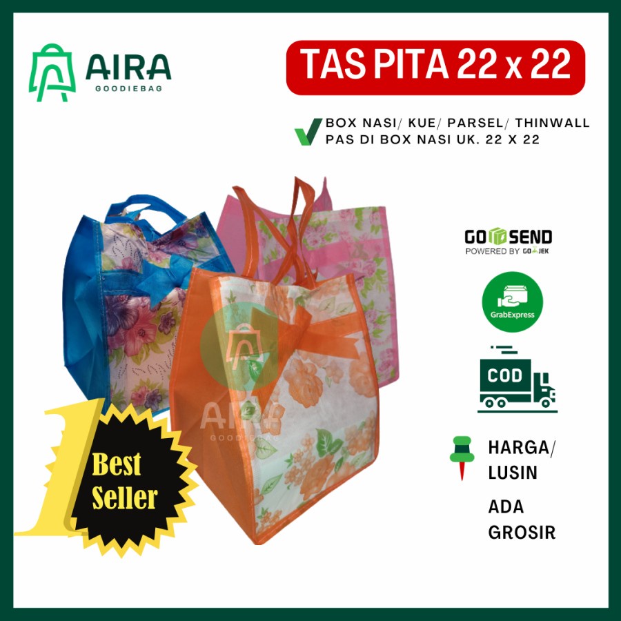 

tas spunbond pita hajatan/ box nasi 22 x 22 - Merah