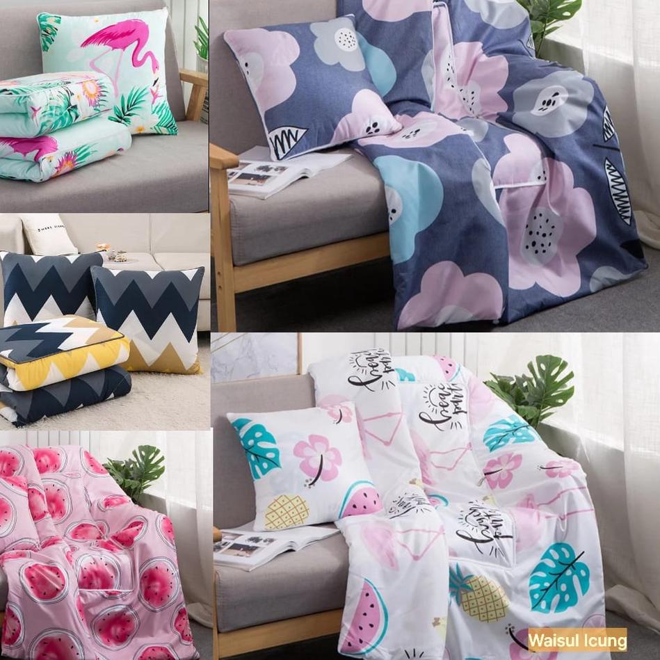 Grosir Ekonomis Balmut Bantal Selimut Set Motif Karakter Dewasa hand carry 2 in 1