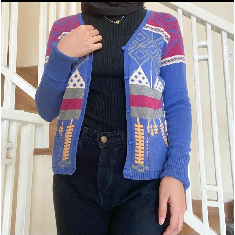 Cardigan Tribal Blue Second Preloved