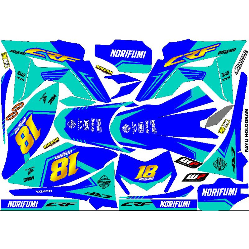 Decal stiker sticker motor crf 150l,klx bf,dtracker new old,wr 155 full hologram