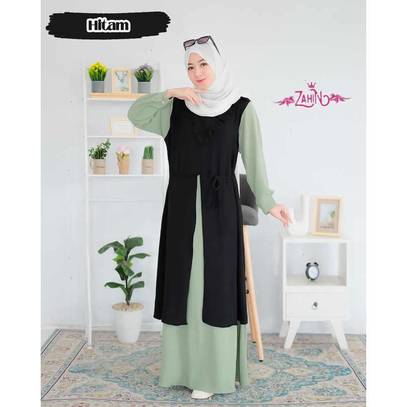 MERONA-GAMIS CRINKLE NIKIA DRESS ORIGINAL ZAHIN 2LAYER/gamis ruffle dada/gamis zahin lebaran