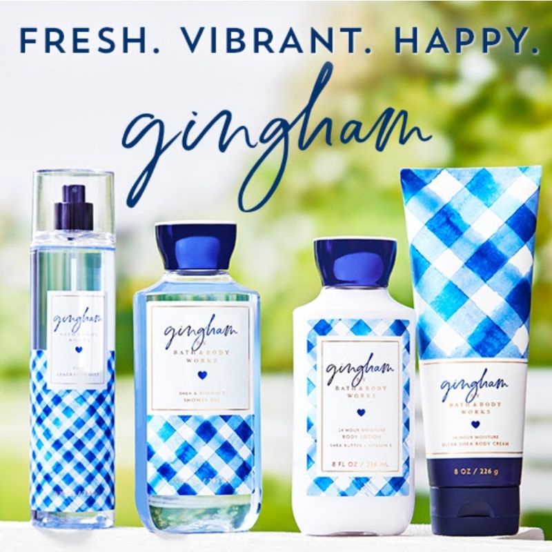 BATH &amp; BODY WORKS BBW GINGHAM SERIES MIST LOTION SHOWER GEL BODY CREAM HAND CREAM SHOWER GEL BODY CREAM LOTION MIST WASH WALLFLOWER ROOMSPRAY SCENTPORTABLE GENTLE GEL DEEP CLEANSING GENTLE FOAMING CREAMY LUXE