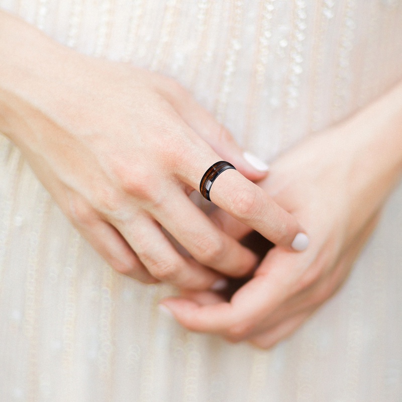 Cincin Anti Karat Serat Kayu Bertatahkan Pria Dan Wanita Pasangan Pernikahan Pertunangan Rings
