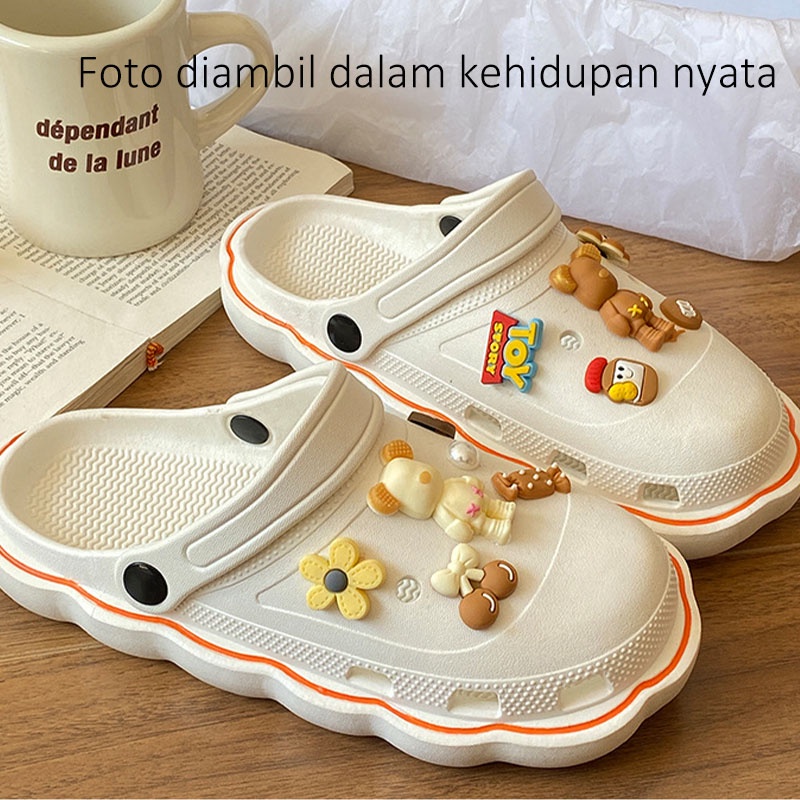Sandal Baim Wanita Sendal Crocs Couple Import JIBBITZ  Anti Slip Sandal Karet Spons Eva Classic Bae Clog Sandal Slop Wanita Size 36-41