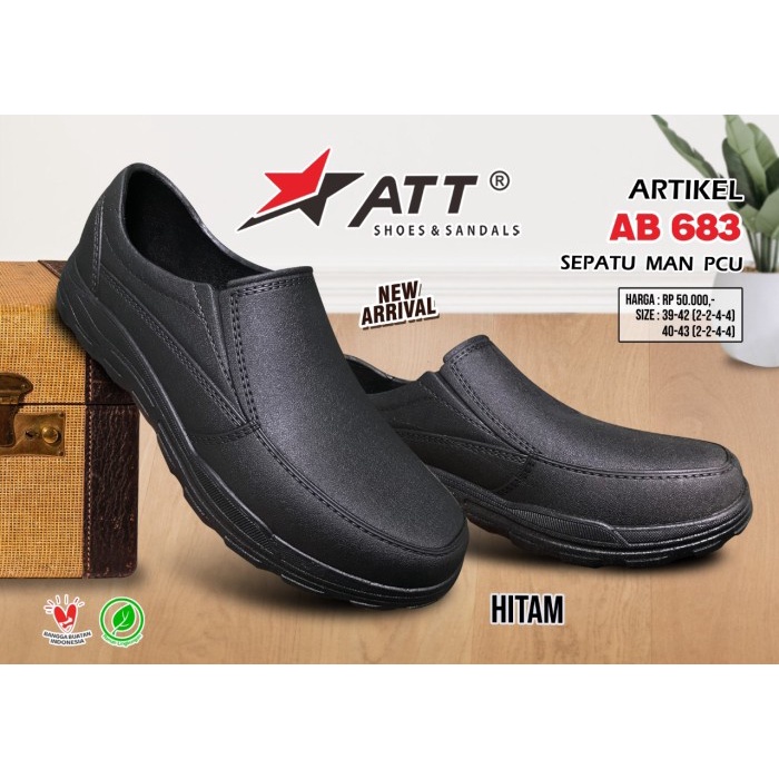 Sepatu Slip On Pria ATT AB 683 Karet Anti Air Formal 39-43